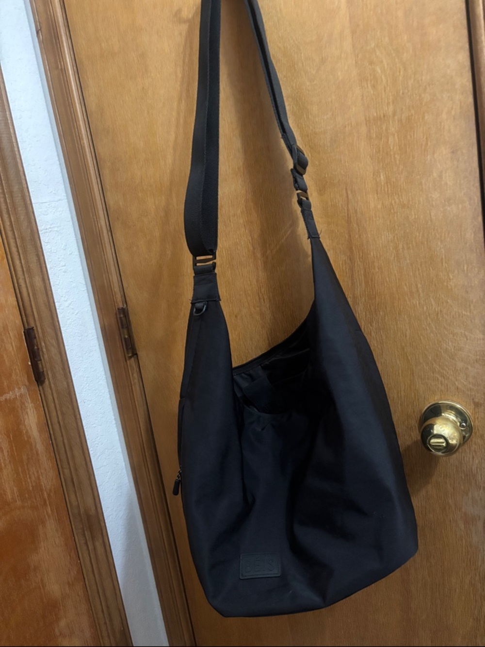 BEIS Black Nylon Sling Bag with Wide Adjustable Strap